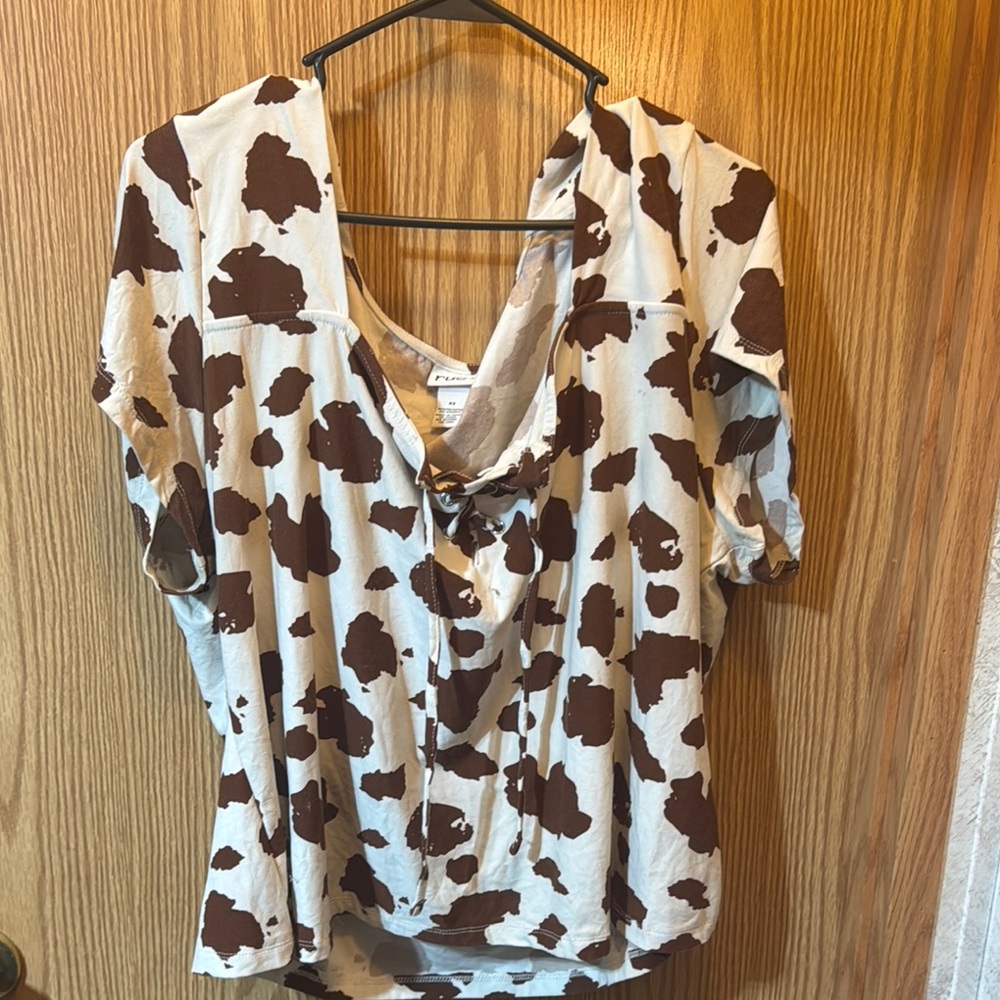 Rue21 White and Brown Tie Front Crop Top